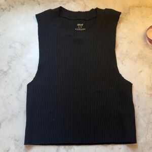 aerie Black Ribbed Sleeveless Knit Tank